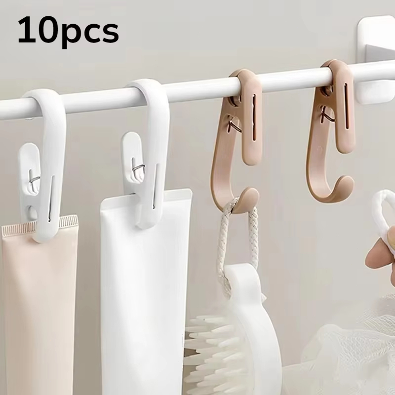 Home Bathroom Supplies - 10Pcs Multi-Purpose Hanging Clips Hooks Portable