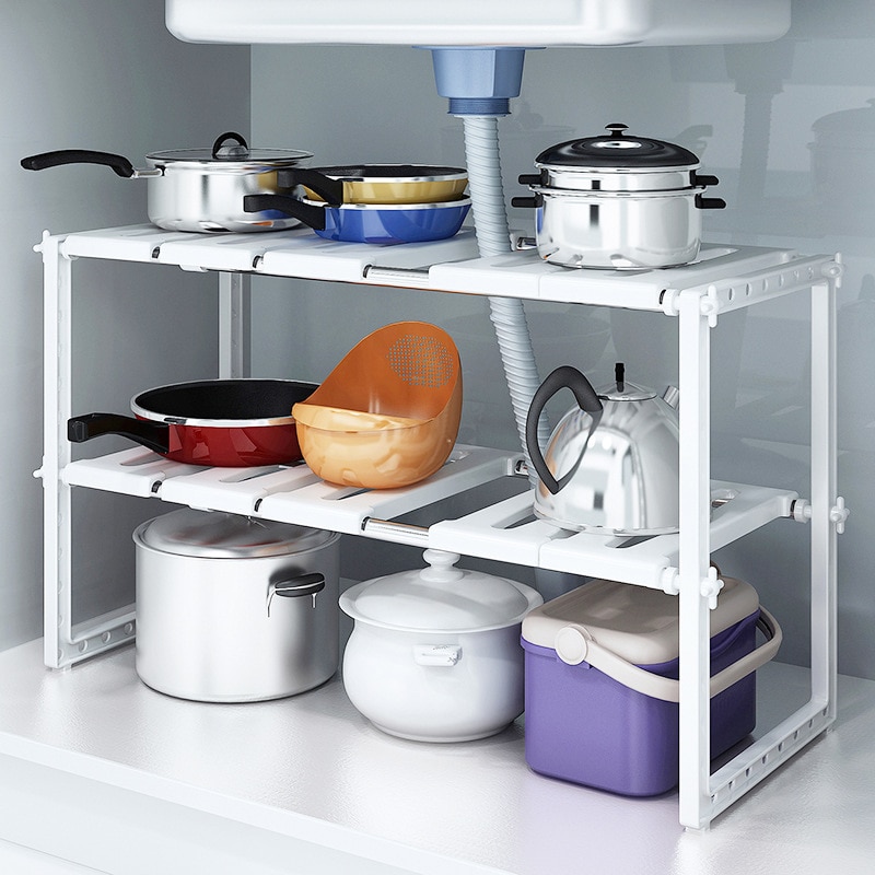 Home Goods Bathroom Cabinets - Under Sink Organizer 2-Tier Expandable Cabinet