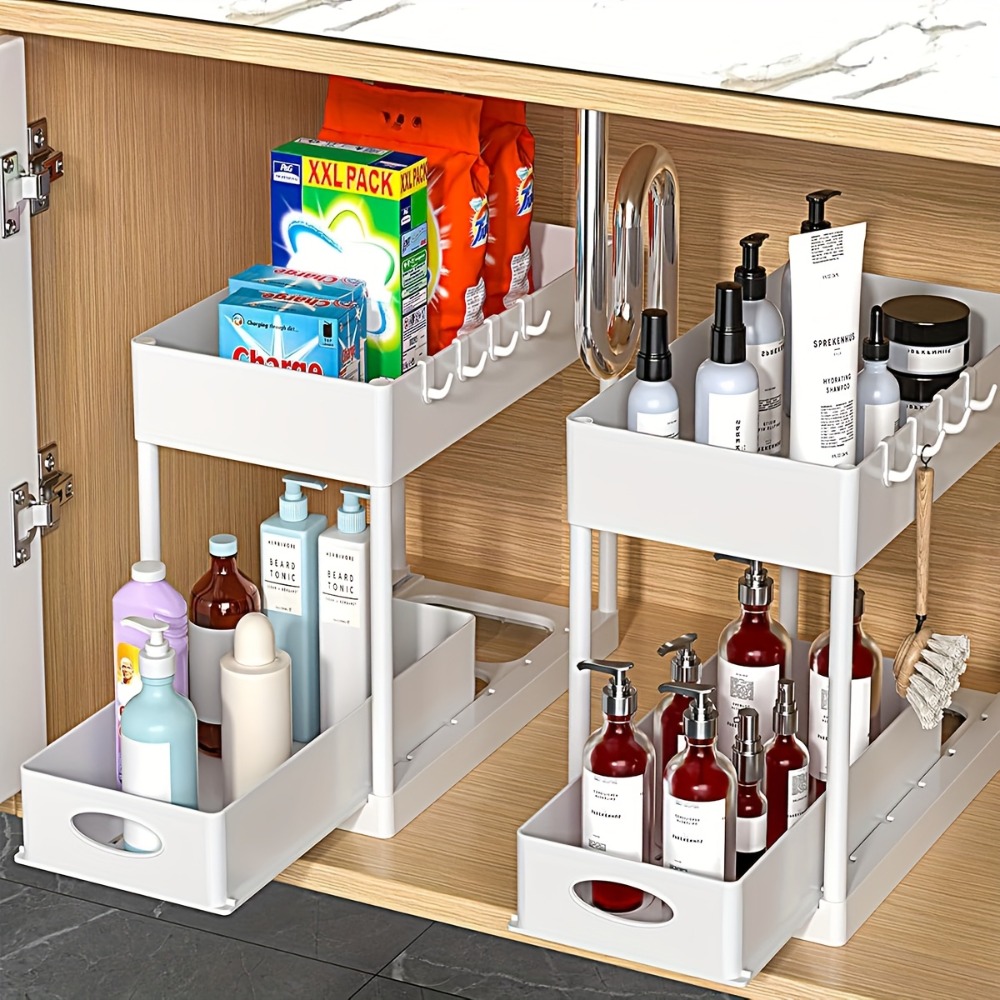 Home Goods Bathroom Cabinets - 2-Tier Sliding Under Sink Organizer Space