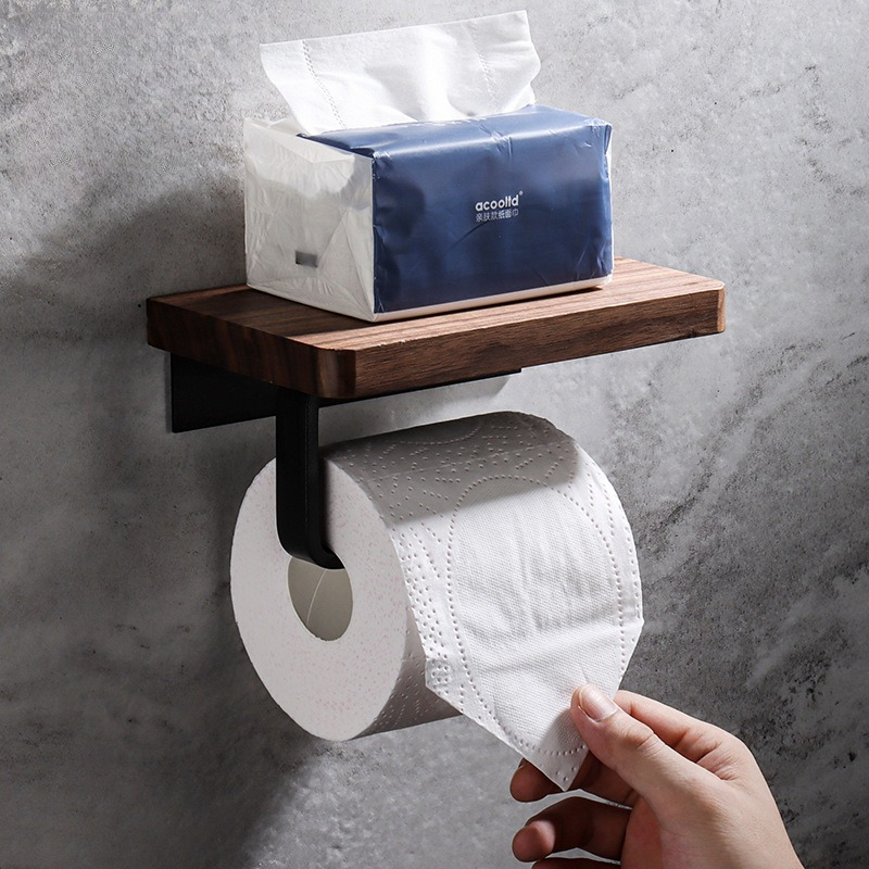 Solid Wood Tissue Holder No Dr - Home Bathroom Paper Towel Dispenser 评论和价格