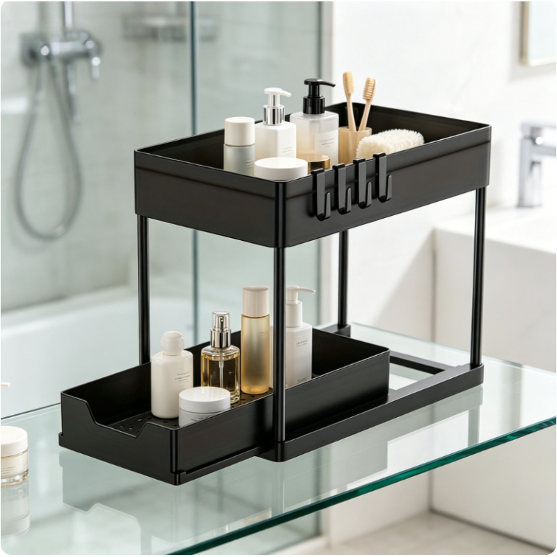 2 Tier Under Sink Sliding Orga - Home Goods Bathroom Cabinets 评论和价格