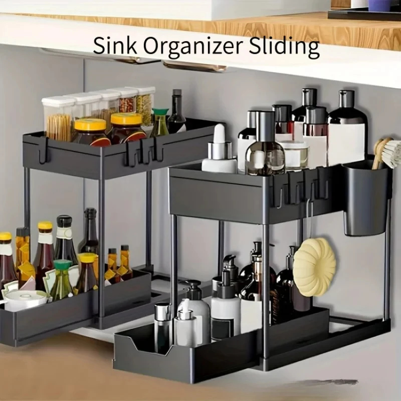 2 Tier Under Sink Sliding Orga - Home Goods Bathroom Cabinets 评论和价格