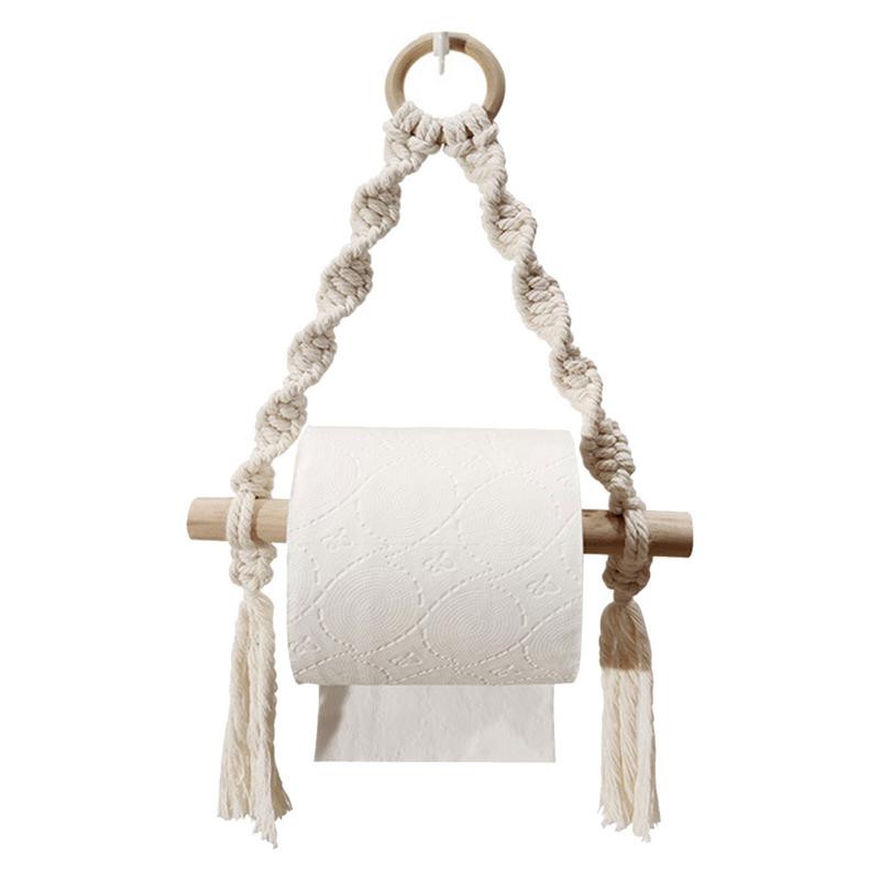 Hand Woven Wooden Toilet Paper - Home Bathroom Paper Towel Dispenser 评论和价格