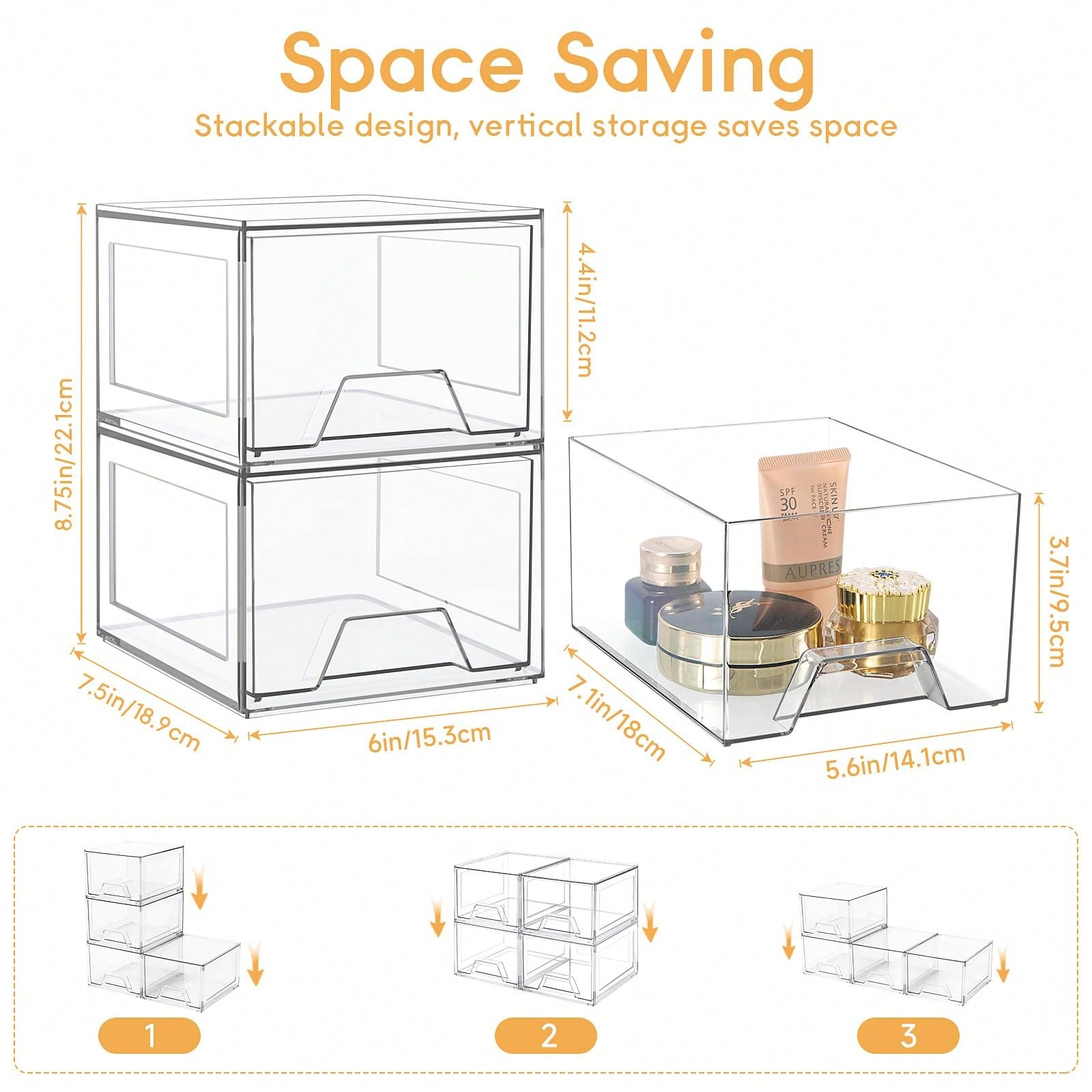 2/4 Pack Stackable Makeup Orga - Home Goods Bathroom Cabinets 评论和价格