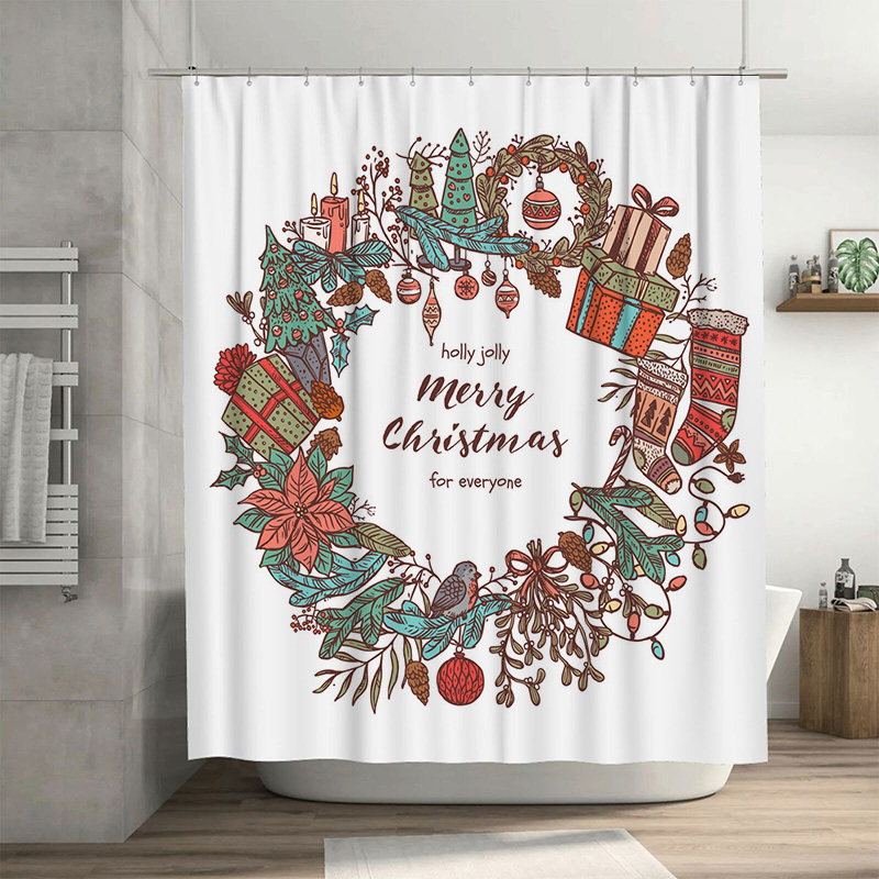 TU Merry Christmas Shower Curt - Home Bathroom Upgrades 评论和价格