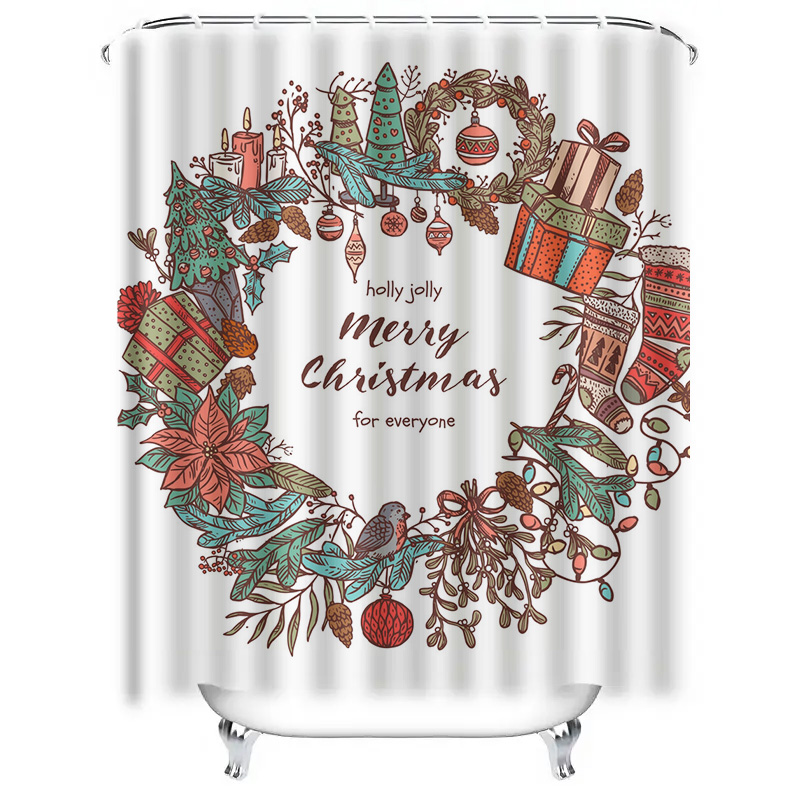 TU Merry Christmas Shower Curt - Home Bathroom Upgrades 评论和价格