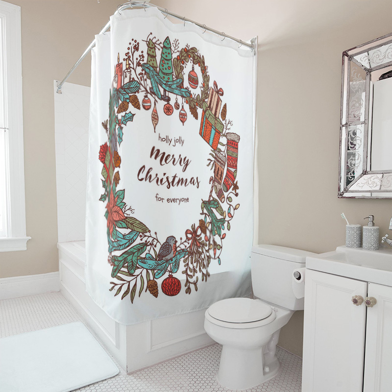 TU Merry Christmas Shower Curt - Home Bathroom Upgrades 评论和价格