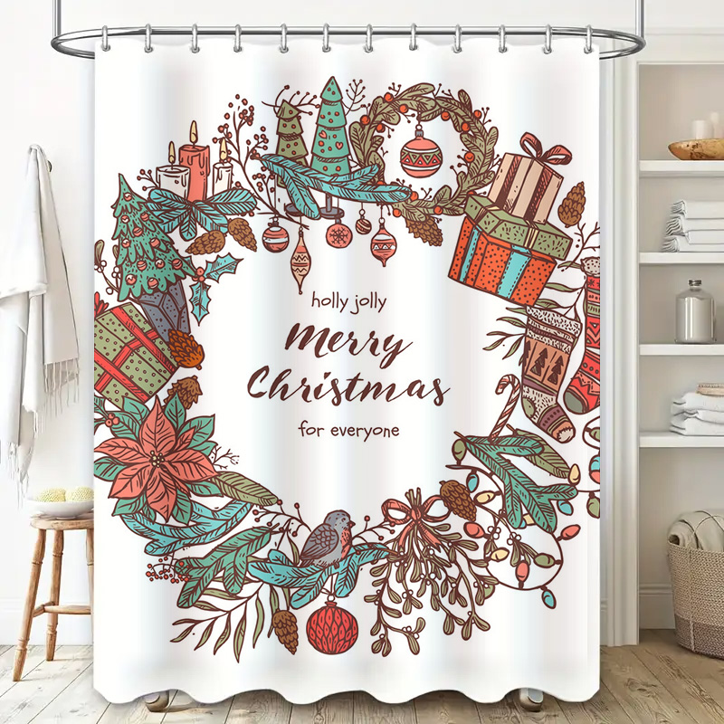 TU Merry Christmas Shower Curt - Home Bathroom Upgrades 评论和价格