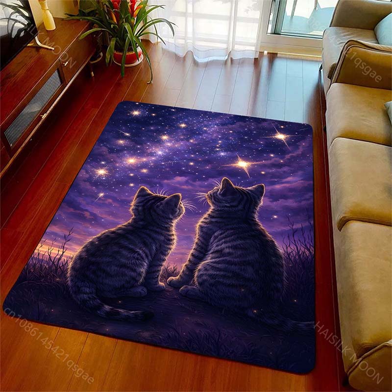 1PC Two cats gaze at stars Pri - Home Bathroom With Two Toilets 评论和价格