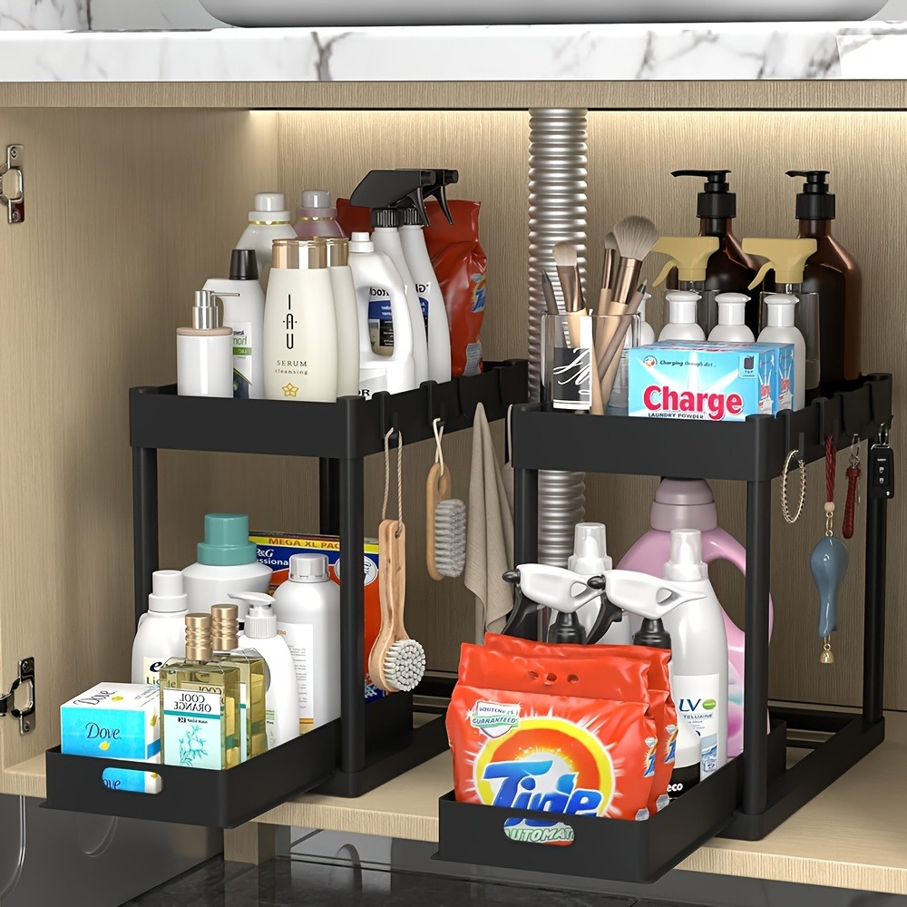 2-Tier Sliding Under Sink Orga - Home Goods Bathroom Cabinets 评论和价格